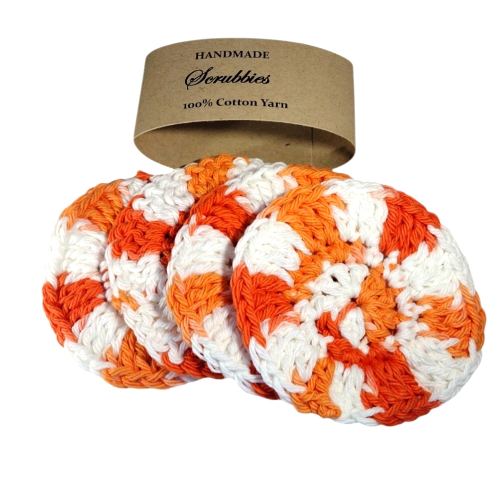 Handmade 100% Cotton Scrubbies Set Of 4 NEW